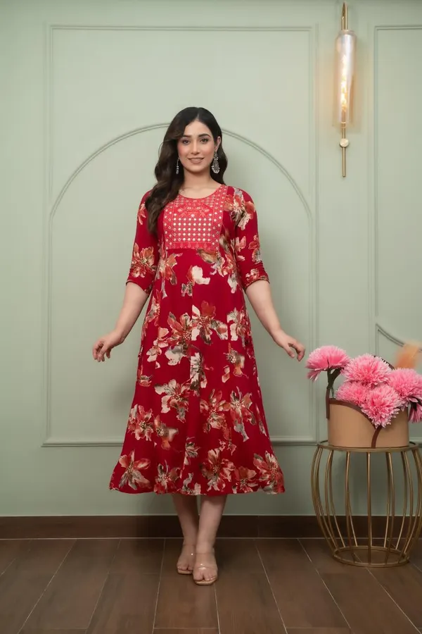 Premium Foil Rayon Anarkali Kurti | AK1691